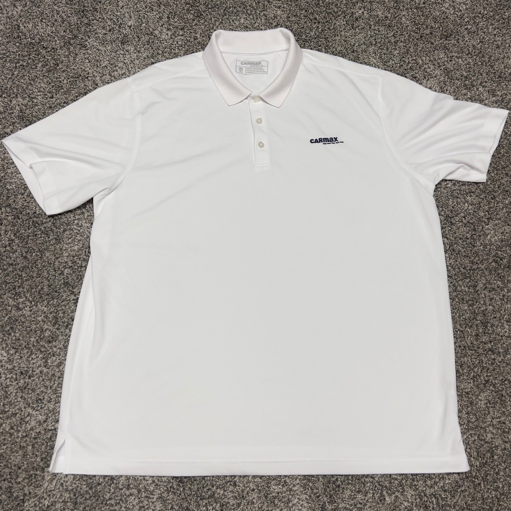 CarMax Mens 3XL White Performance Polo Shirt Short Sleeve Logo Uniform Work Top